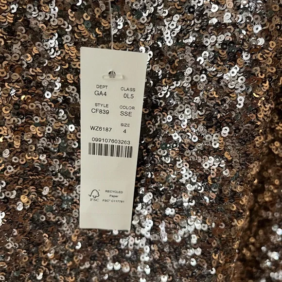 NWT J Crew Collection Silver Sequin Slip Dress - Picture 6 of 8